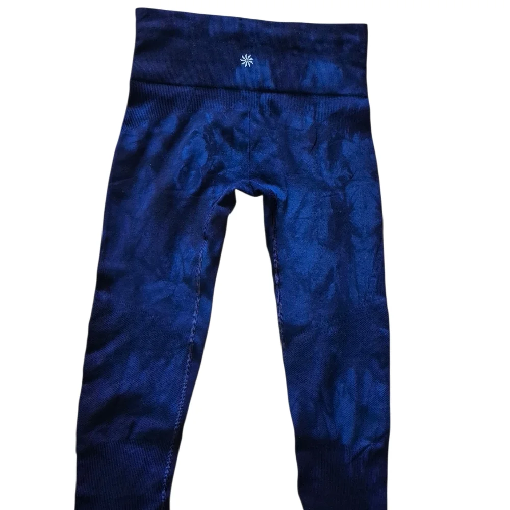 Athleta Women Seamless Compression Capri Cropped Legging Tie Dye Black Sz Small‎
